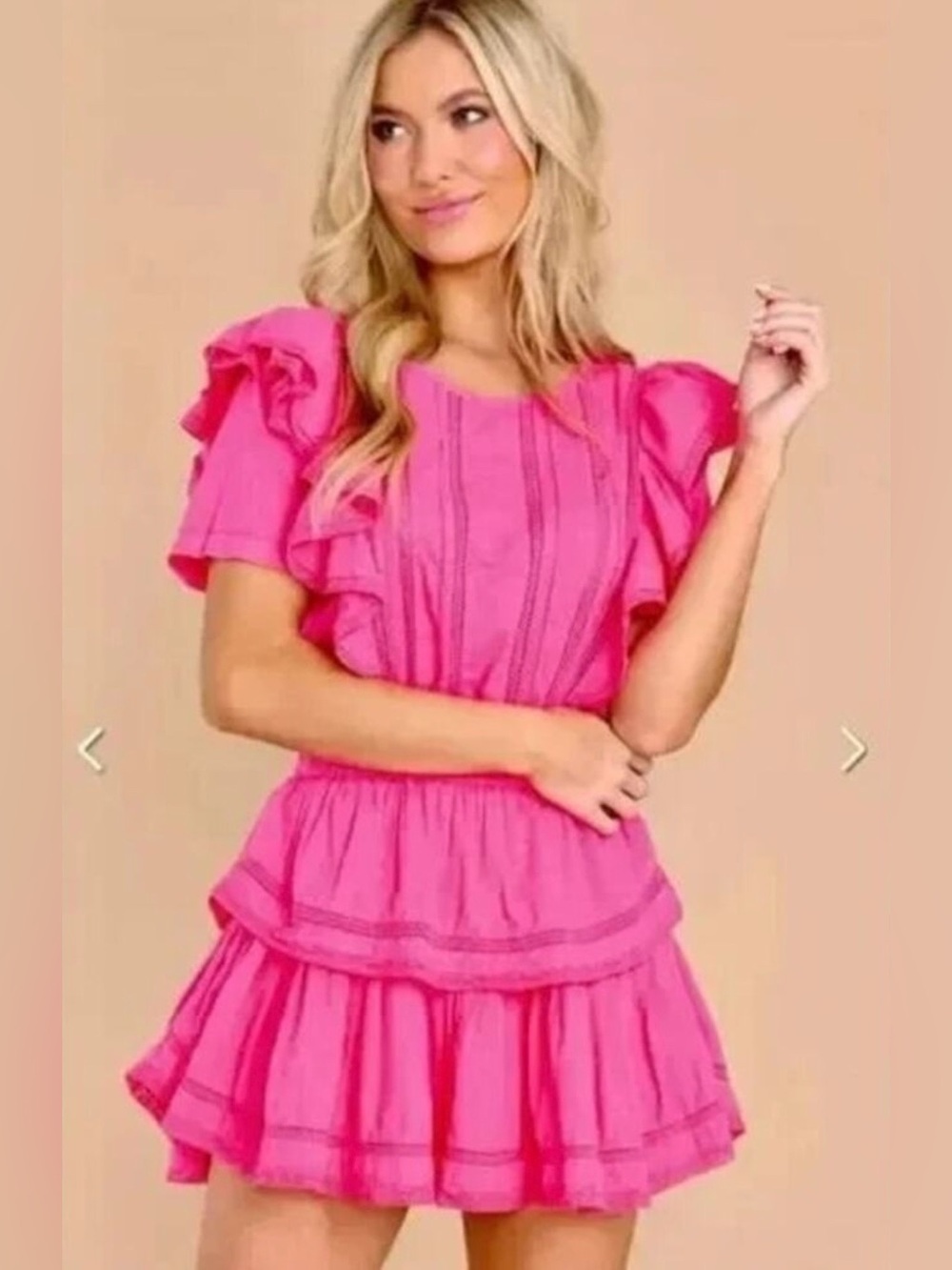 Loveshackfancy Natasha Watermelon Ice Pink Ruffle Lace Cotton Mini Dress Small